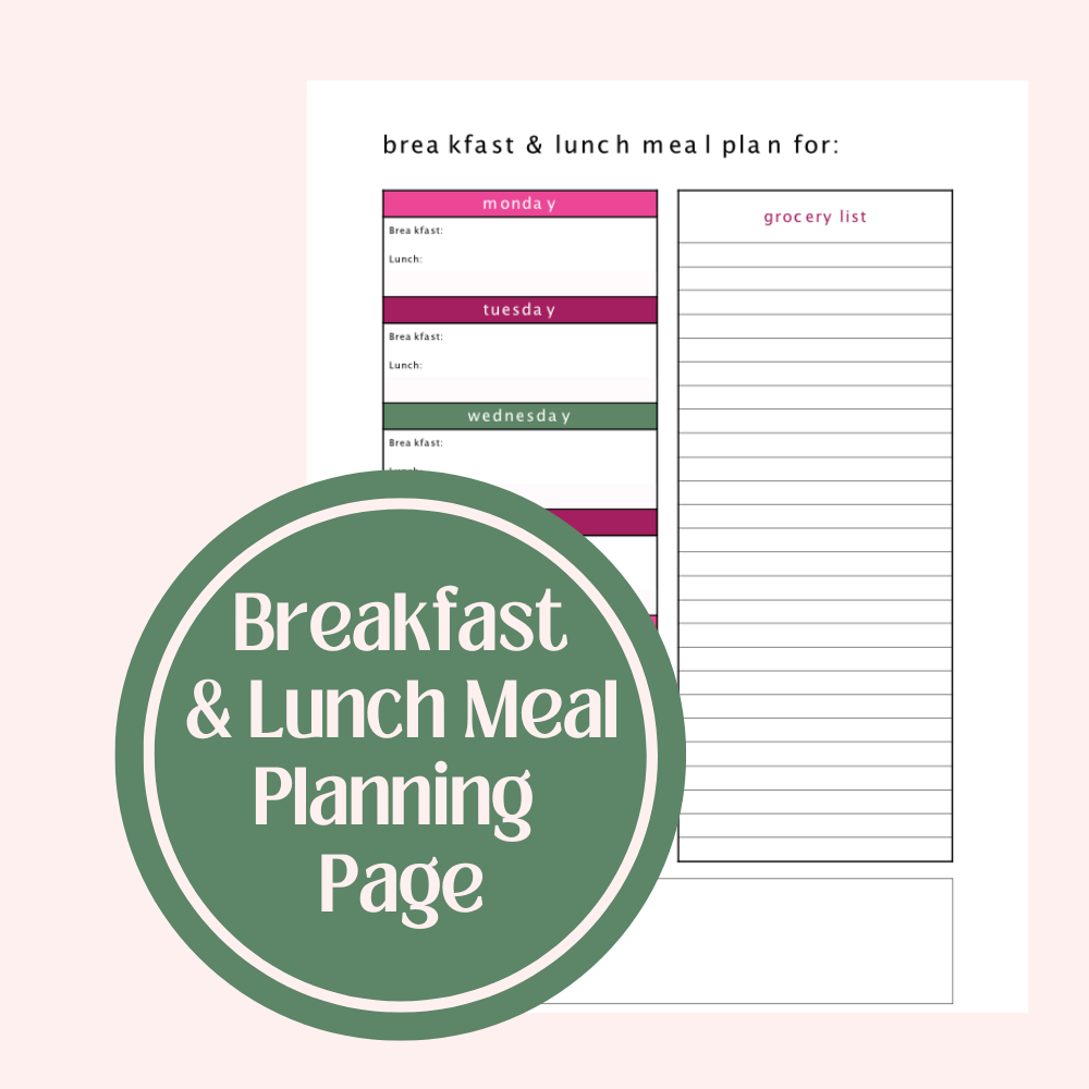 Weekly Meal Planner Printable | Meal Plan with Shopping List, Pantry & Fridge Inventory