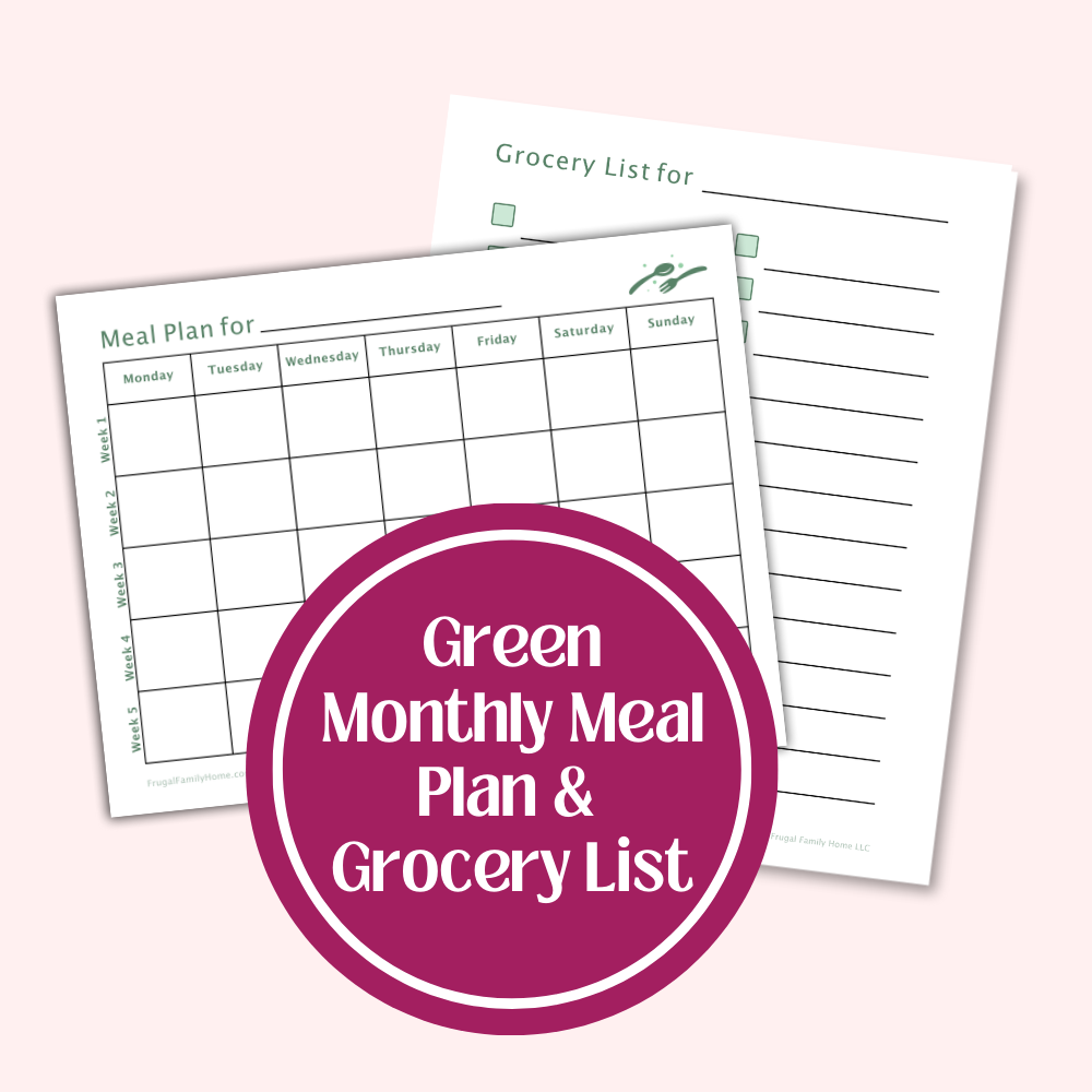 Monthly Meal Planning Pages | One-Month Meal Planner with Grocery Checklist