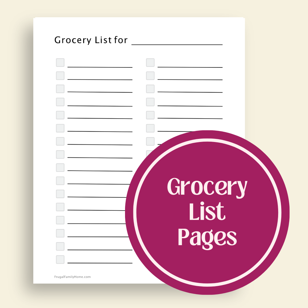 Monthly Meal Planning Pages | One-Month Meal Planner with Grocery Checklist