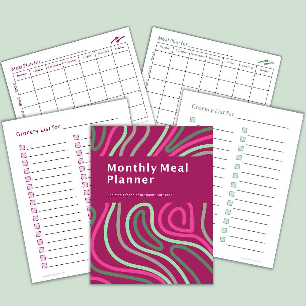 Monthly Meal Planning Pages | One-Month Meal Planner with Grocery Checklist