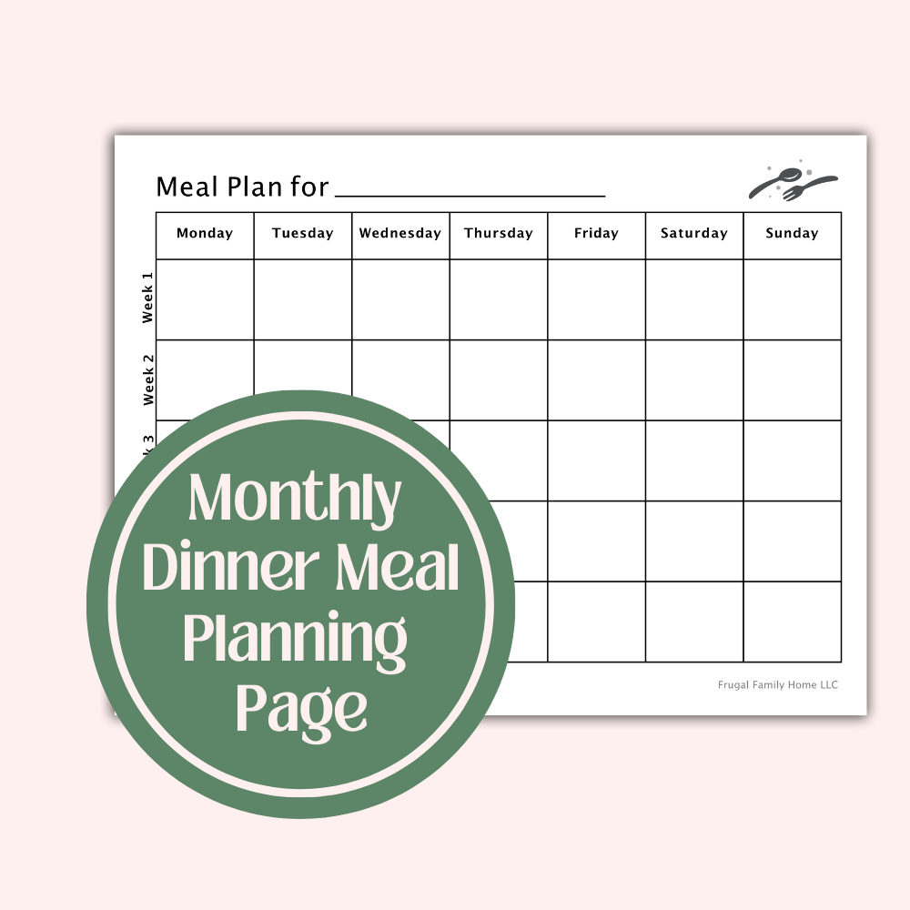 Monthly Meal Planning Pages | One-Month Meal Planner with Grocery Checklist