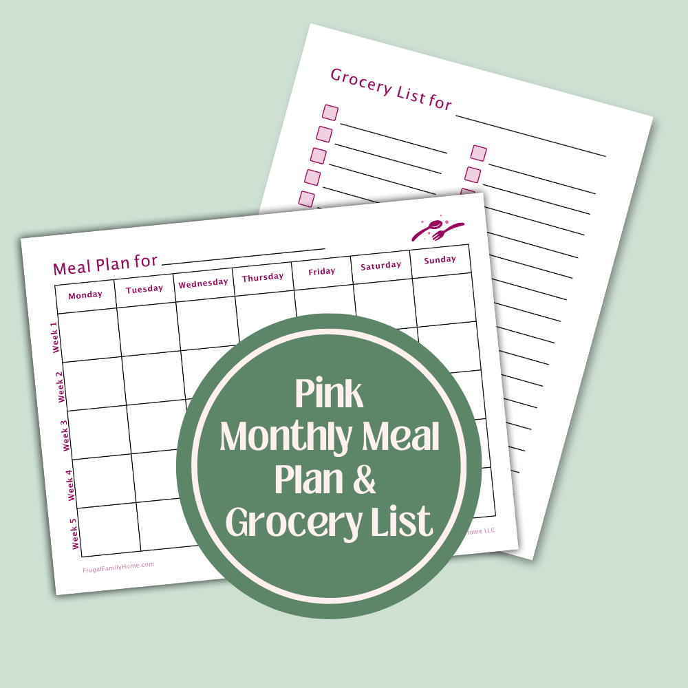 Monthly Meal Planning Pages | One-Month Meal Planner with Grocery Checklist