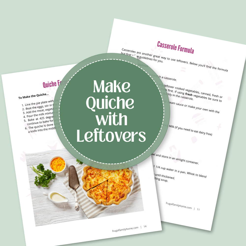 Use the quiche or casserole formula to make a new meal for dinner.