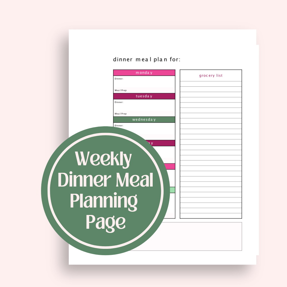 Weekly Meal Planner Printable | Meal Plan with Shopping List, Pantry & Fridge Inventory