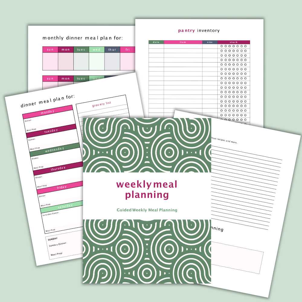 Weekly Meal Planner Printable | Meal Plan with Shopping List, Pantry & Fridge Inventory