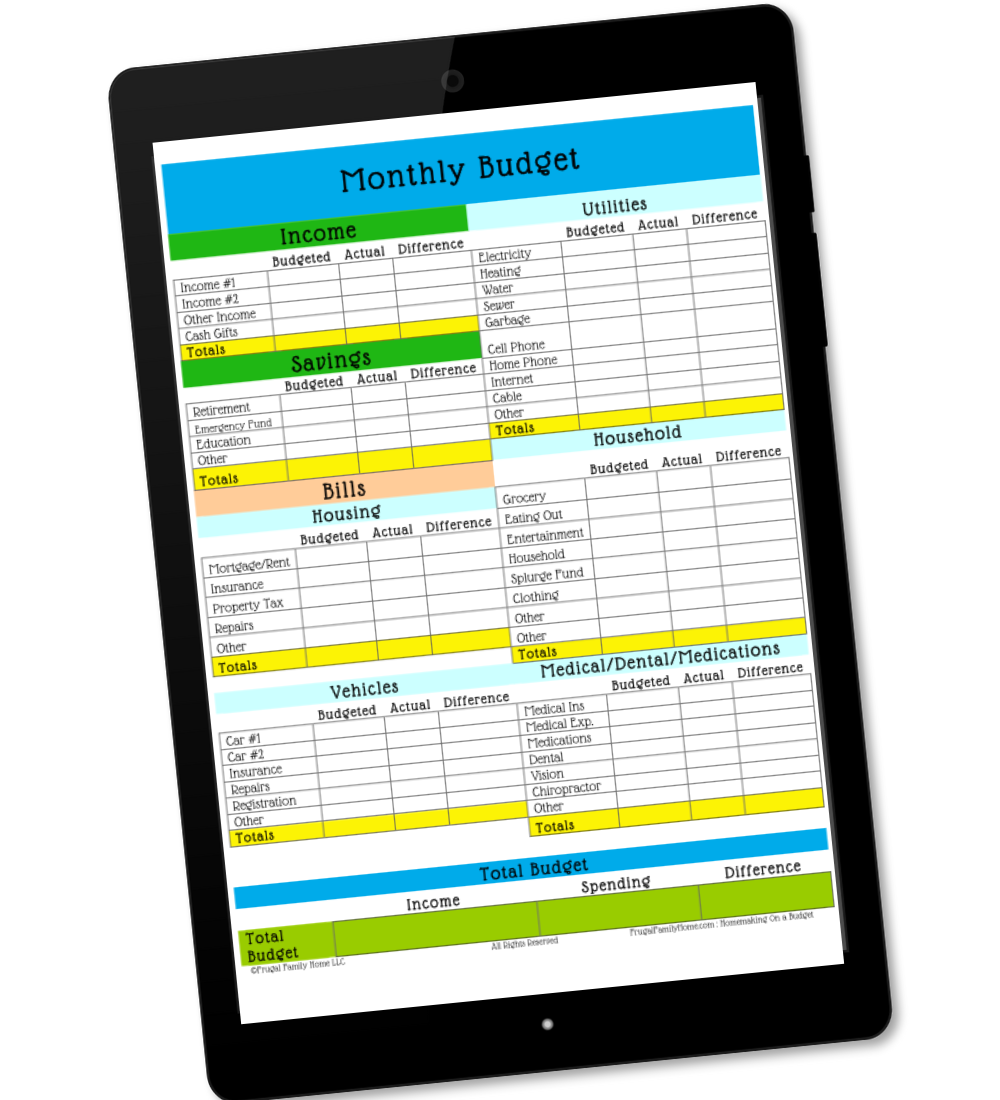 Make a budget on this printable one page budget spreadsheet
