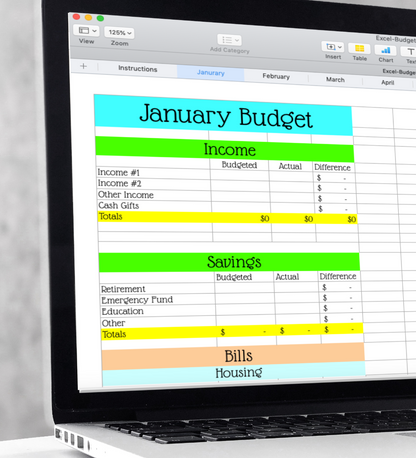 1 year budget spreadsheet