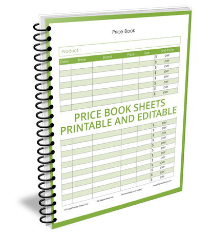 The printable and editable price book sheets to build your own price book.