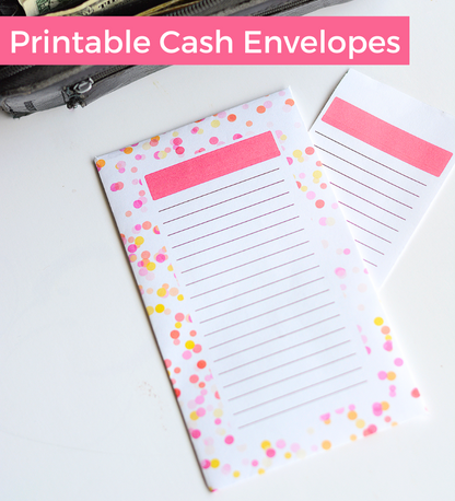 Printable cash envelopes with extra registers