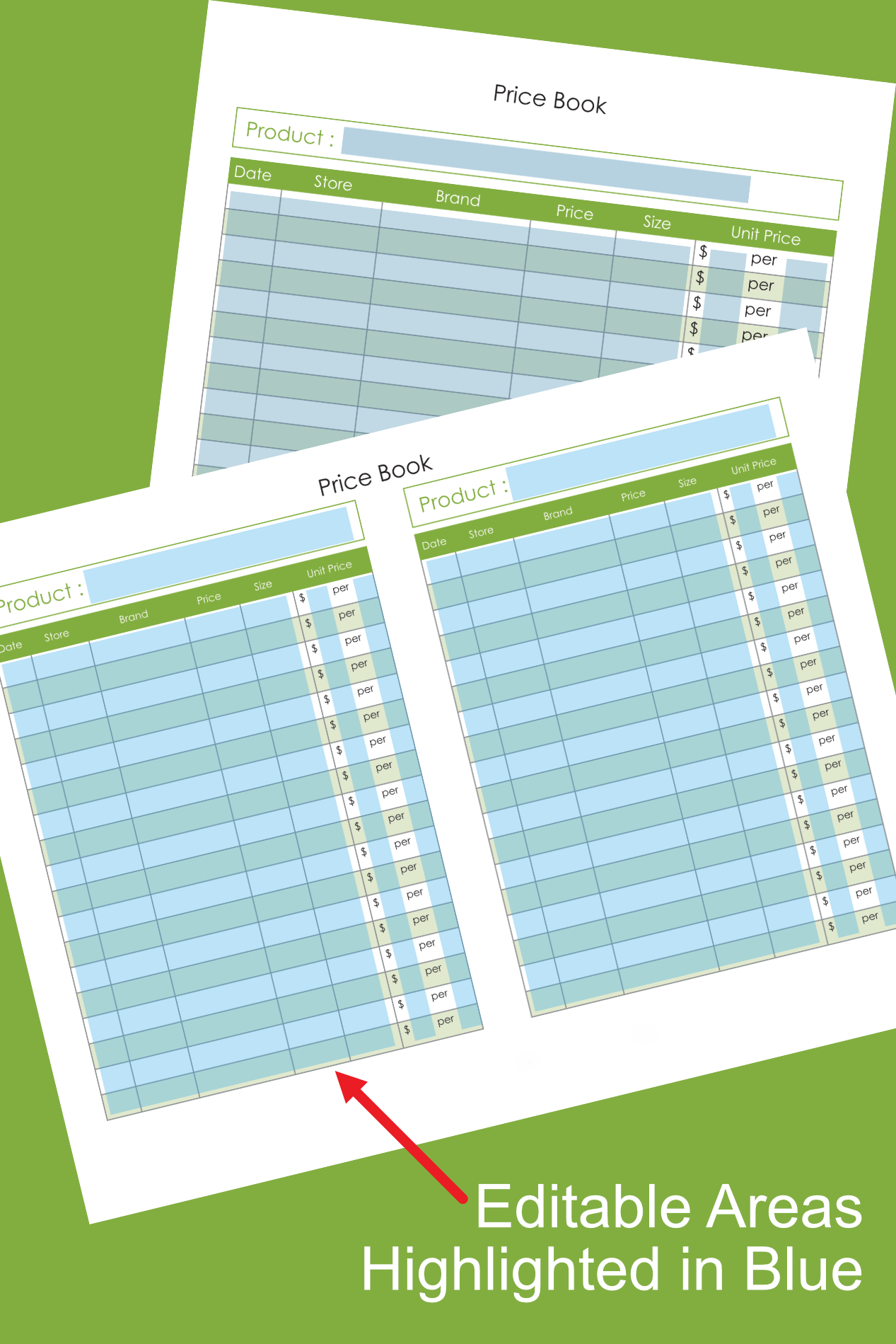 Edit then Print Price Book Sheets